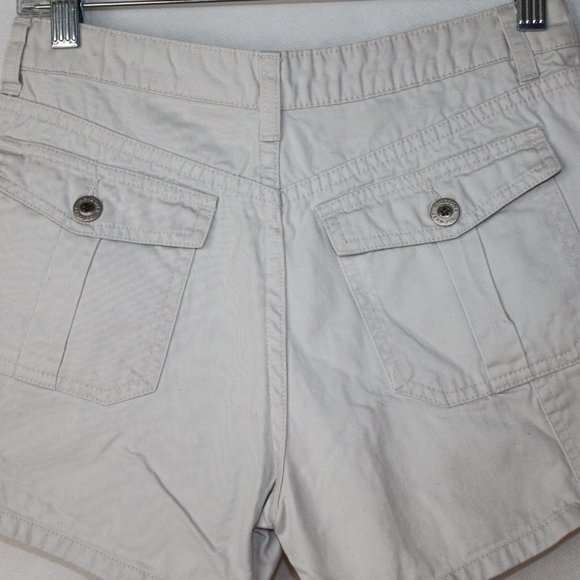 VTG 90s ARIZONA KHAKI CREAM JEAN SHORTS GIRLS SZ 14 REG 100% COTTON MULTI POCKET - Picture 13 of 15